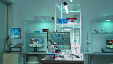 interior of modern science laboratory with no people at night