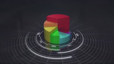 animación del procesamiento de datos sobre un fondo negro