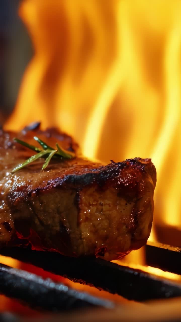 Sizzling Steak Cooking Over Flames: The Perfect Grilling Technique for Juicy Flavor and Textures, Bringing Out the Best in Your Barbecue Experience