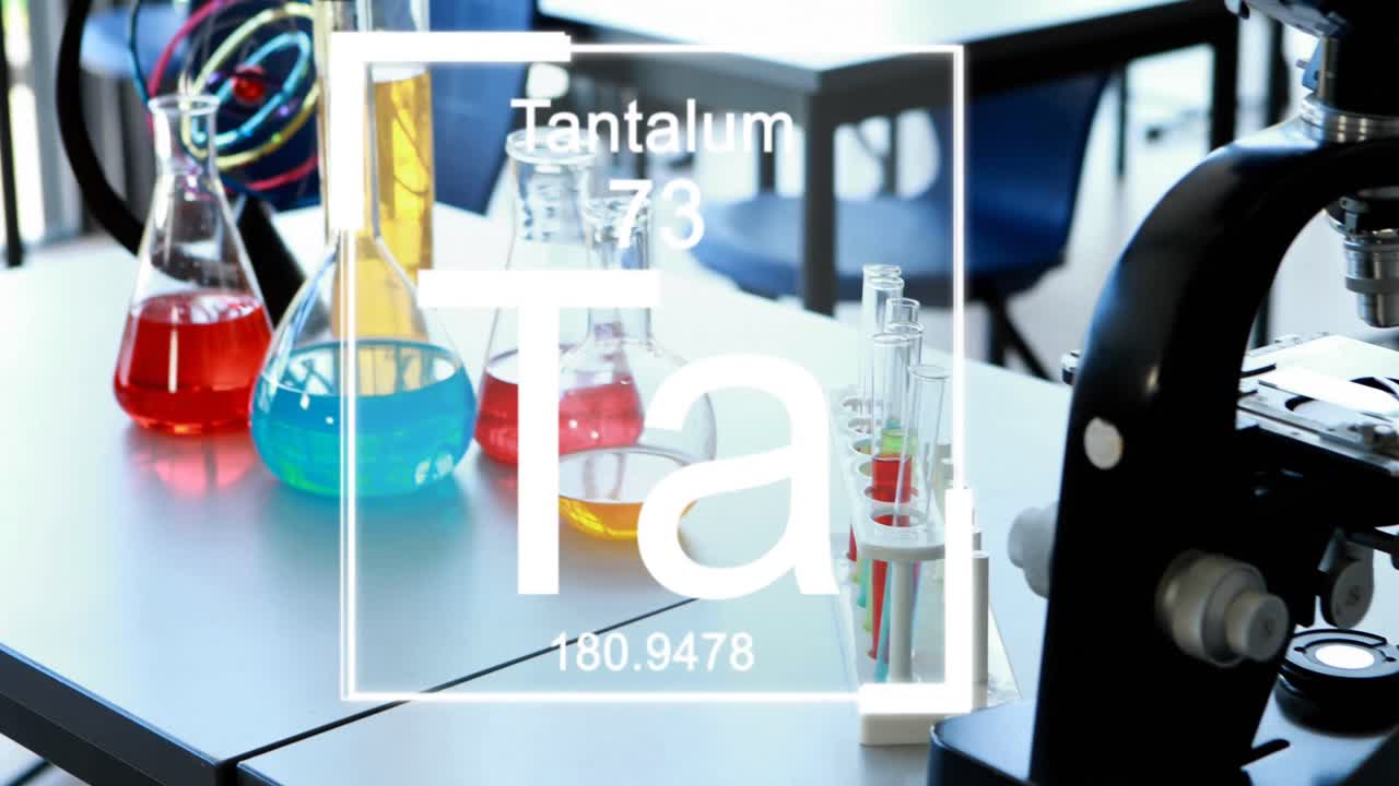 animación de los iconos de los elementos químicos sobre los vasos en el escritorio