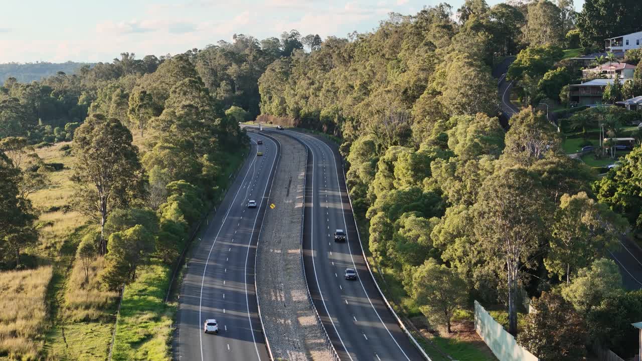 Looking west above the Logan Motorway in Australia