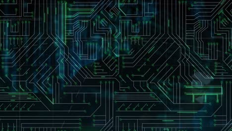 animación de conexiones de microprocesador a través de un hacker masculino usando una computadora portátil