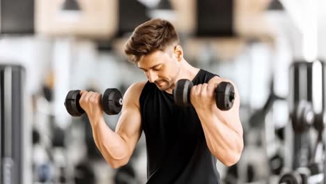 hombre levantando pesas en un gimnasio