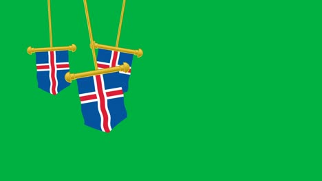 swinging iceland flag isolated on green screen. unique concept of showing national flag.