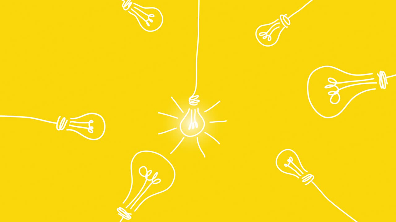 Sfondo giallo con lampadine in video 4K