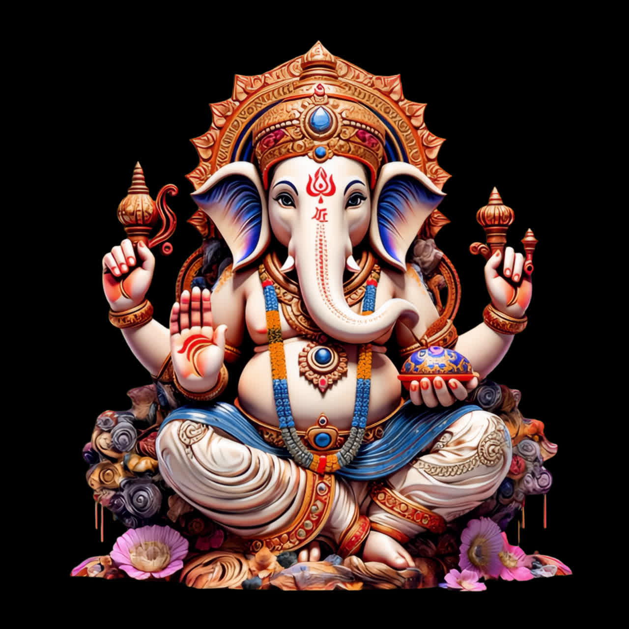 Recurso isolado de animação do deus indiano Ganesha, vídeo transparente em 4K, canal alfa, ProRes 4444