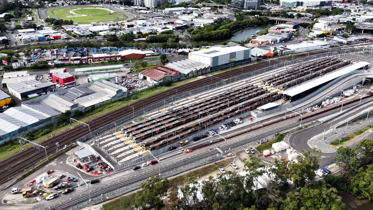 Brisbane City Train Yard Drone 4k