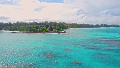 Aerial-drone-view-of-the-vibrant-turquoise-ocean-of-the-Seychelles