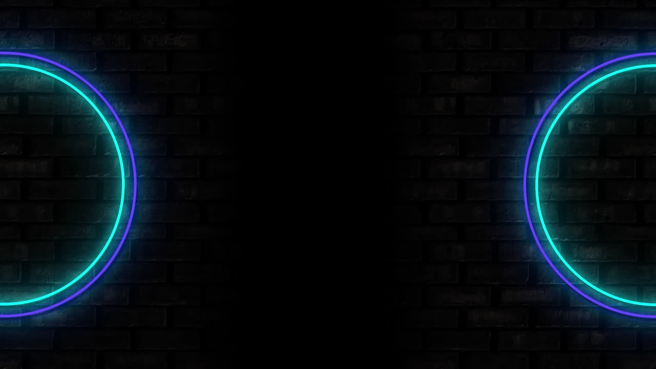 animación de dos contornos azules y púrpuras de círculos brillantes de neón parpadeantes