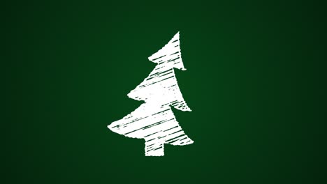 christmas tree painted with chalk on a green board, hand drawn animation 4k