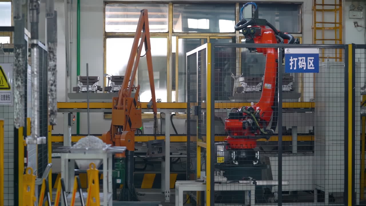 fábrica masiva equipada con robots industriales maquinaria automatizada brazos robóticos trabajando ensamblaje planta de producción en masa automatizada