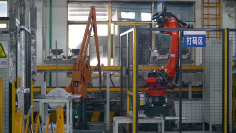 massive factory equipped with industrial robot automated machinery robotic arms working assembling automated mass production plant