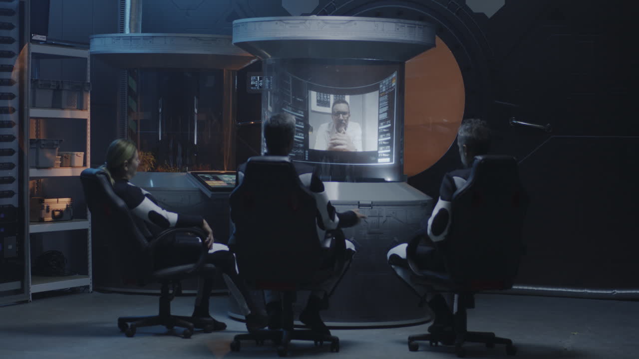 Astronauts in a Space Control Room