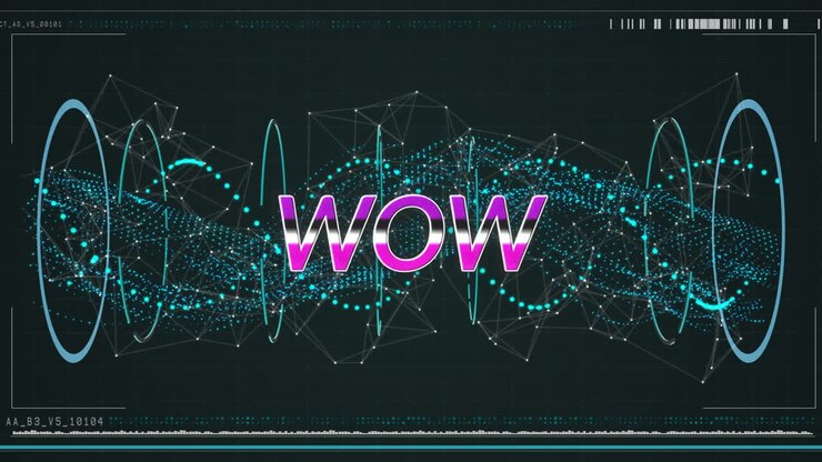 Animation of wow text over green spinning dna strand