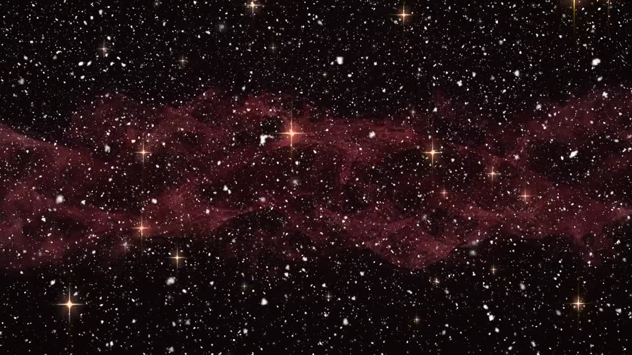 검은 바탕에 내리는 눈 위에서 회전하는 dna 가닥의 애니메이션