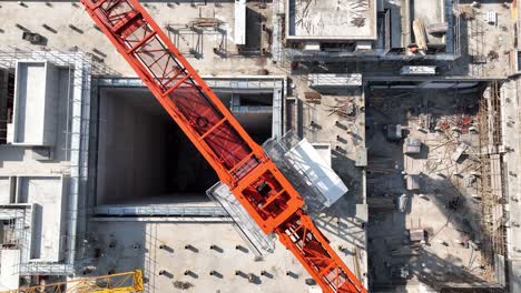 drone aerial view of crane and construction field in shanghai china