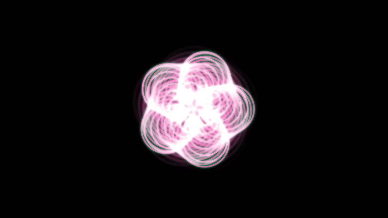 animación de formas geométricas abstractas. un fondo lleno de imaginación y creatividad. el fondo es negro. el color es rosa.