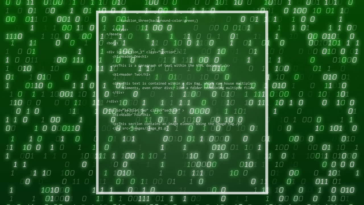 Animation of data processing over binary coding