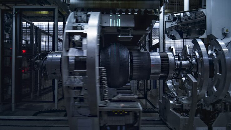 Automated tyre production equipment stamping process in modern manufacture