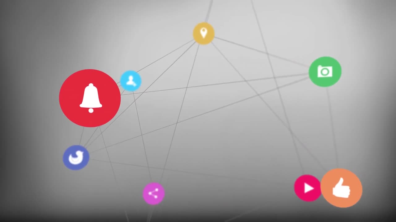 los iconos de las redes sociales se animan en un fondo de gradiente.