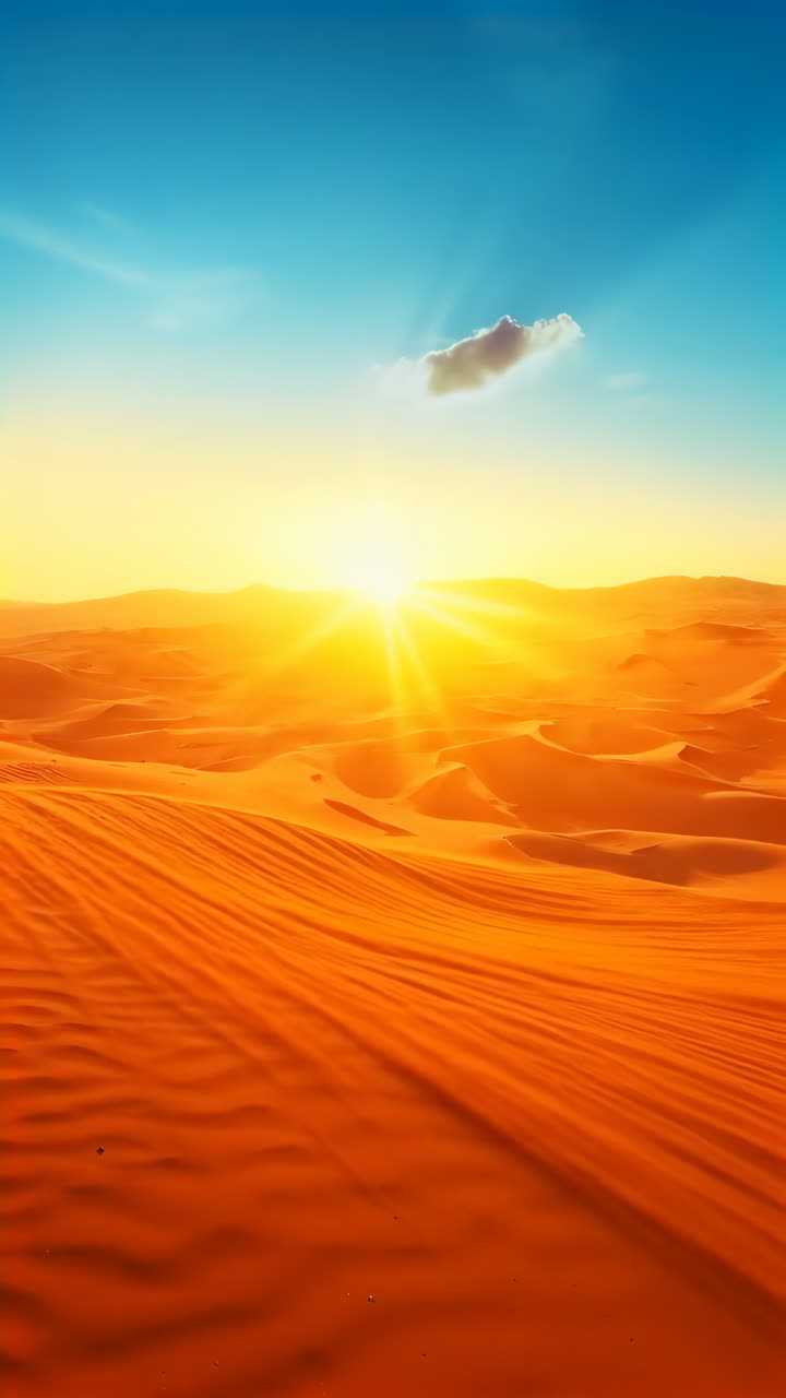 Vibrant Sunset Over Golden Desert Dunes