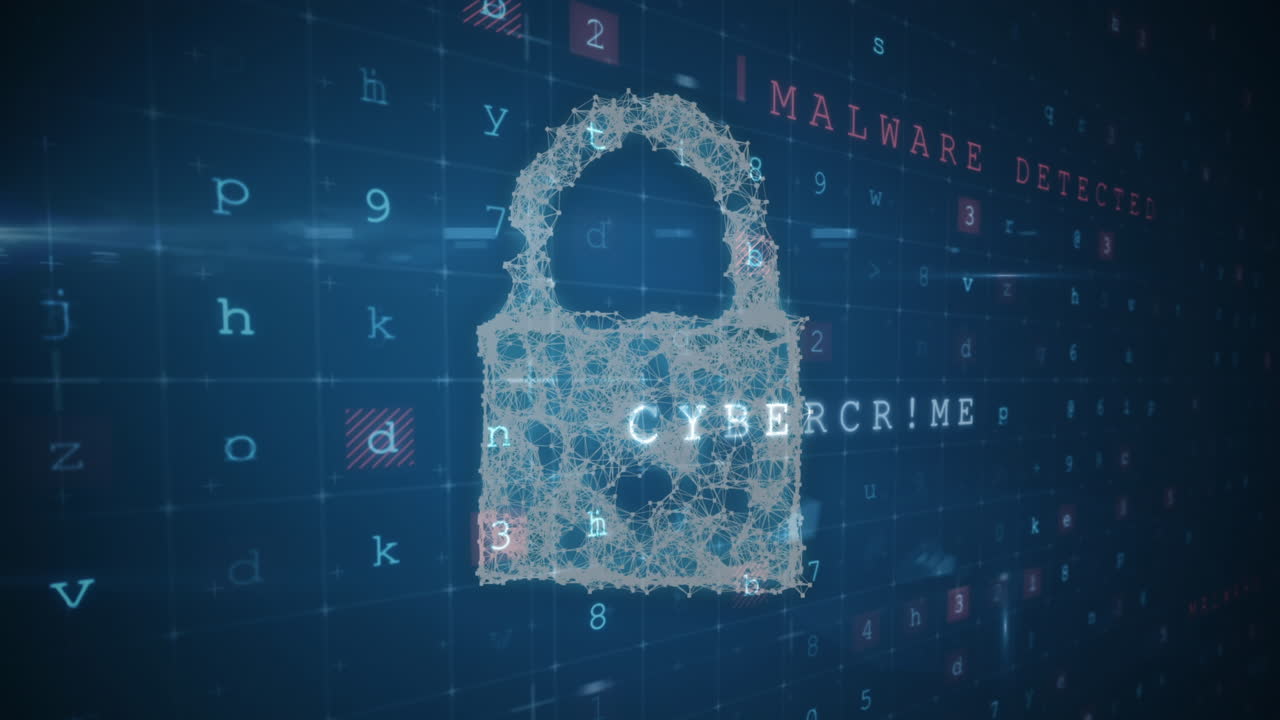 animazione di numeri e lettere che cambiano su un lucchetto di sicurezza online