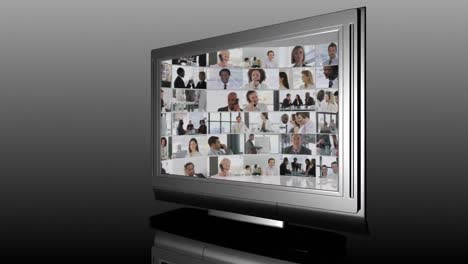 television screen showing business situations