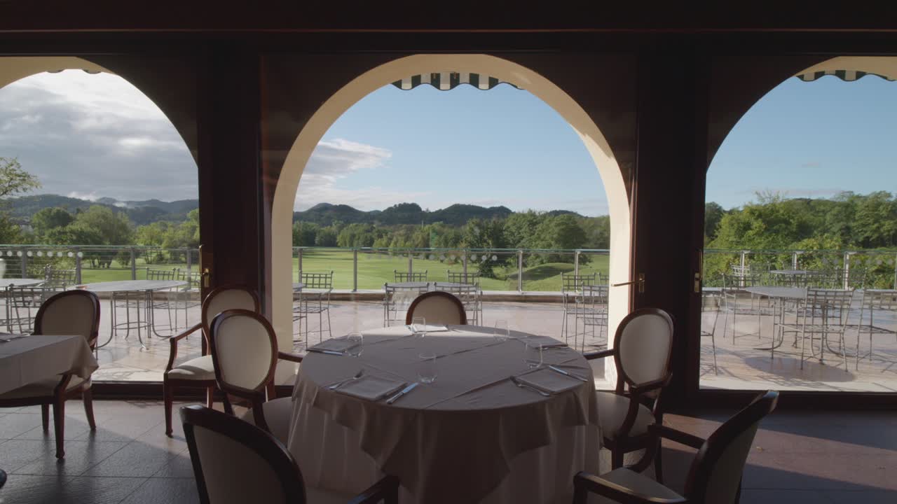 Luxury table with view of beautiful rolling hills