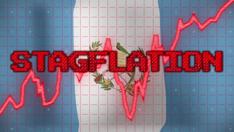 Animation-of-data-processing-and-stagflation-text-over-flag-of-guatemala