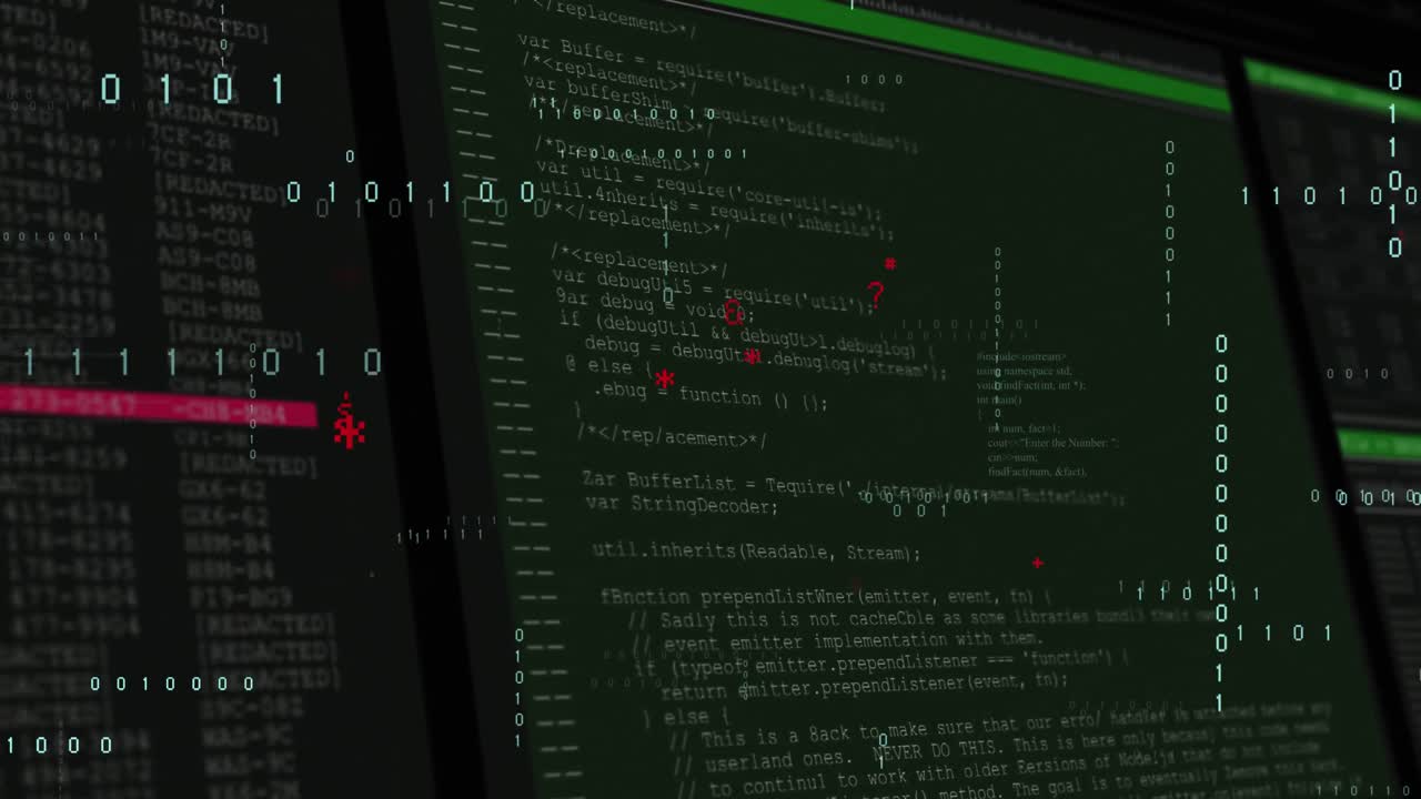 animación del procesamiento de datos sobre un fondo negro