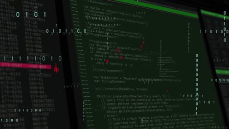 Animation of data processing on black background