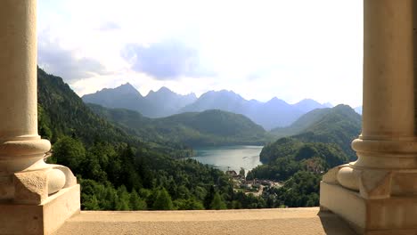 view of the german alps from a big castle