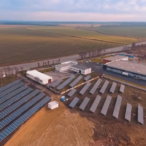 solar panels in aerial view