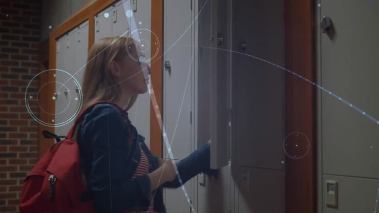 Animation af forbindelsesnetværk over en kvindelig studerende.