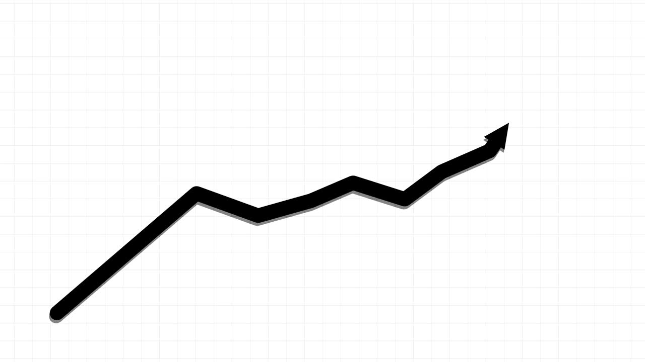 Stock market arrows increasing pointing upward on white graphic paper black