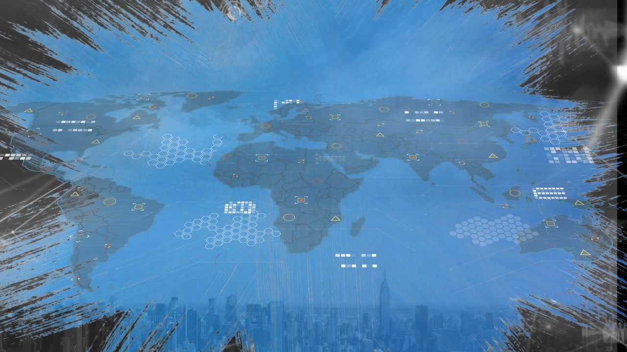 세계 지도를 통해 데이터 처리의 애니메이션