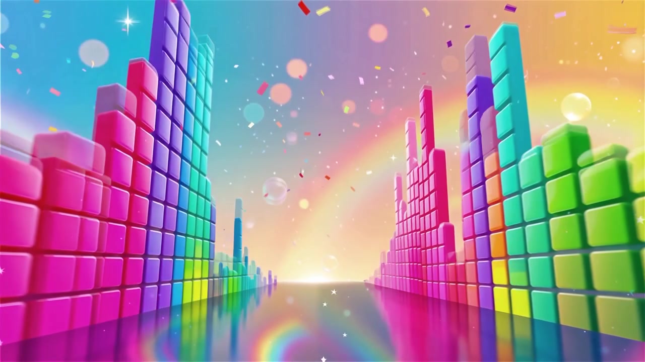 Fundo Futurista com Visualizador de Equalizador de Música Neon Arco-Íris.