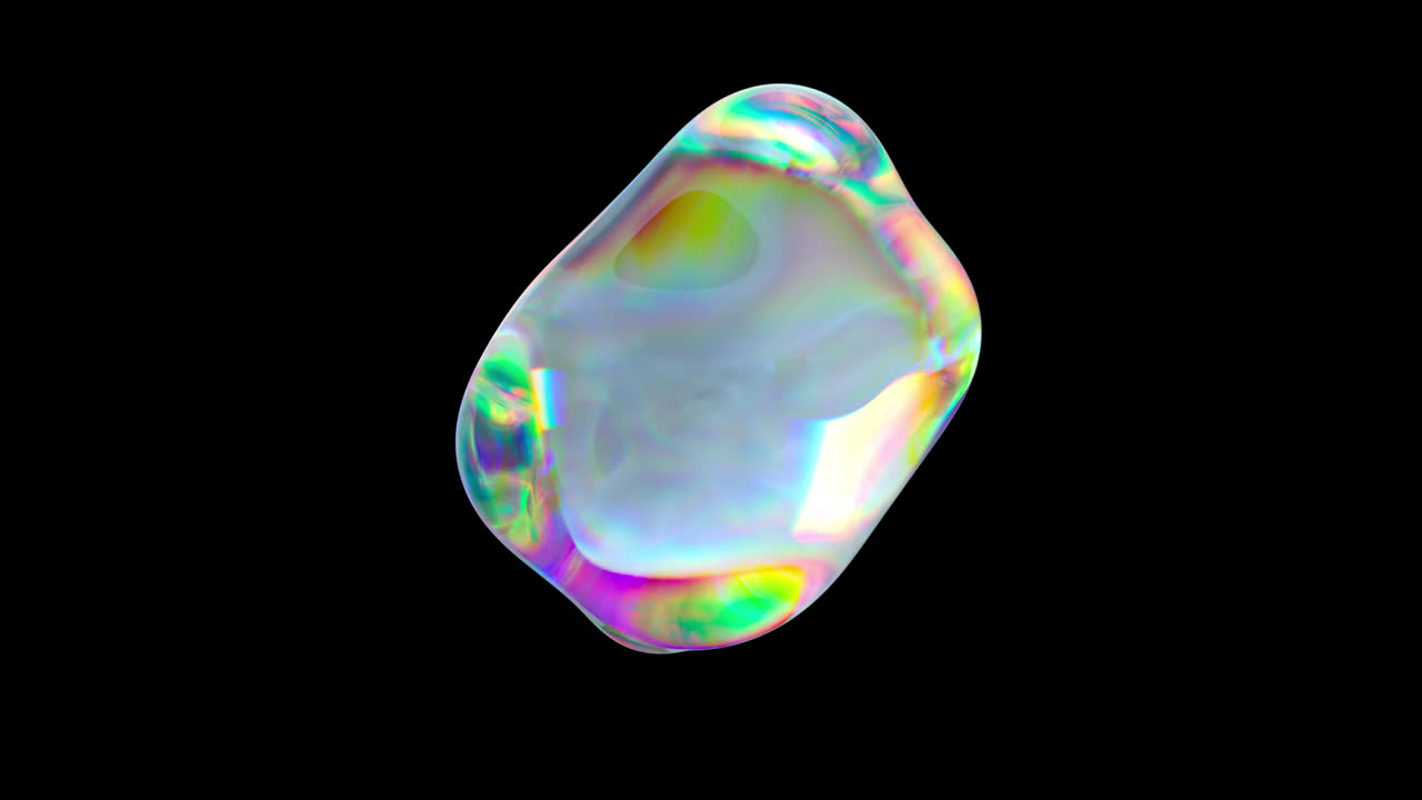 Iridescent Abstract Fluid Shape Morphing on Black Background