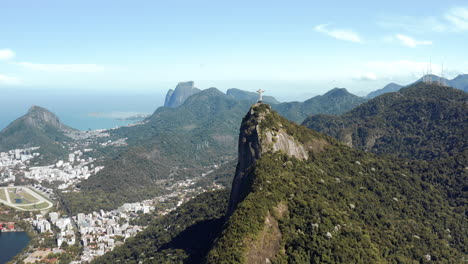 aerial landscape of christ the redeemer statue on the corcovado hill in rio de janeiro