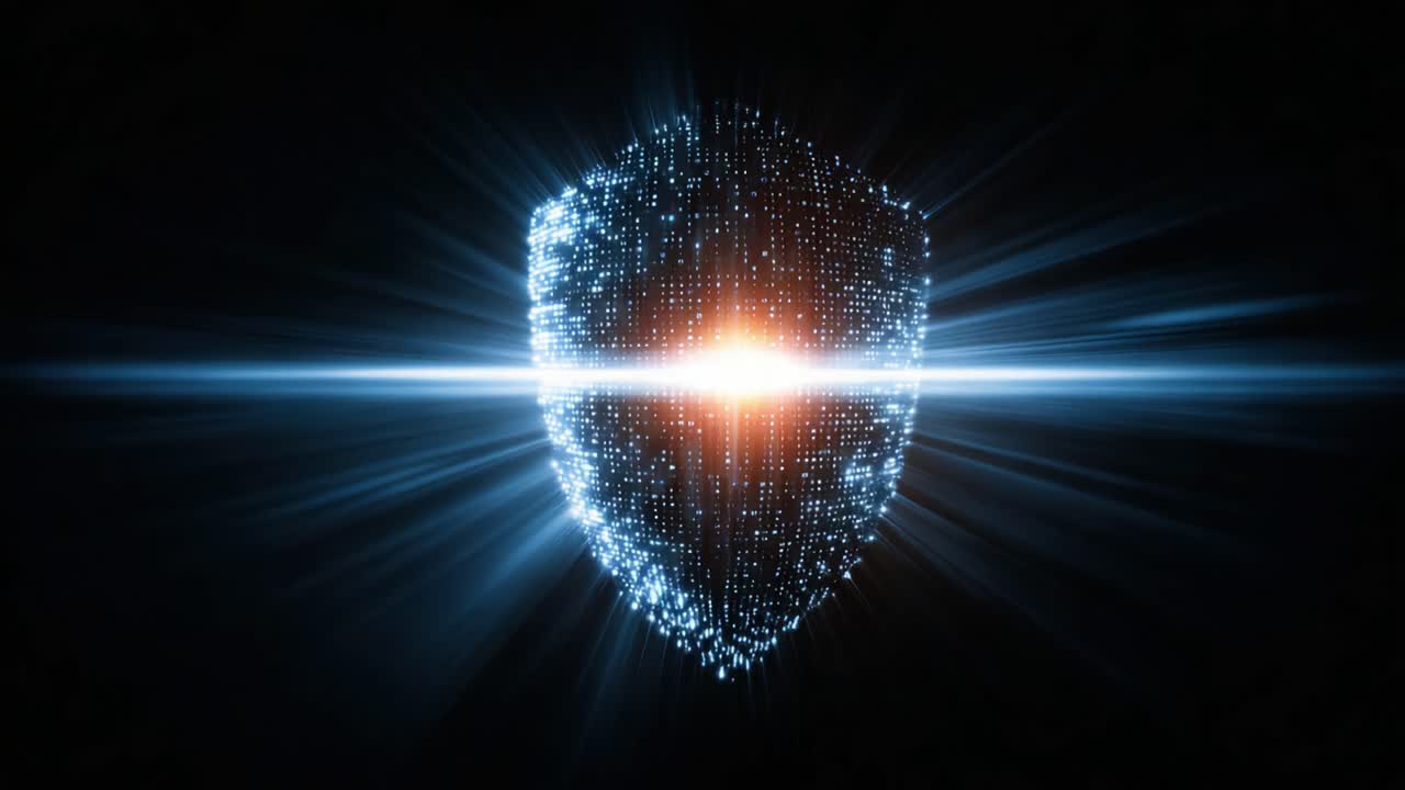 A Dynamic Visualization of Digital Security: An Illuminated Shield Symbolizing Protection and Integrity in the Age of Cyber Threats and Data Privacy