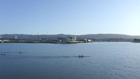 Rowing-across-the-bay-in-a-kayak-during-a-sunrise