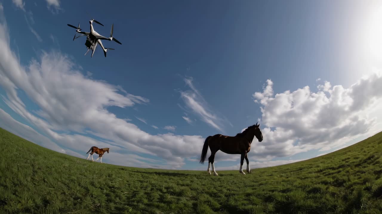 Drone and Horse in a Field