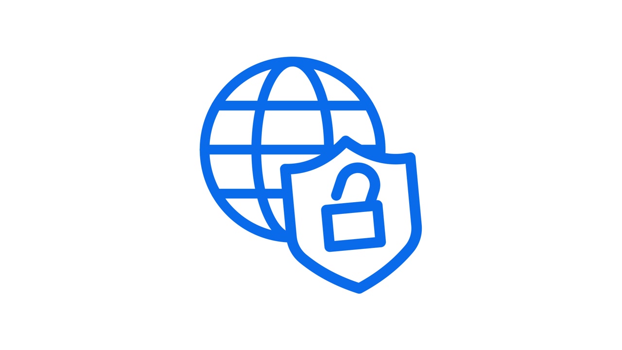 Animated Icon of Globe and Shield with Locking Padlock