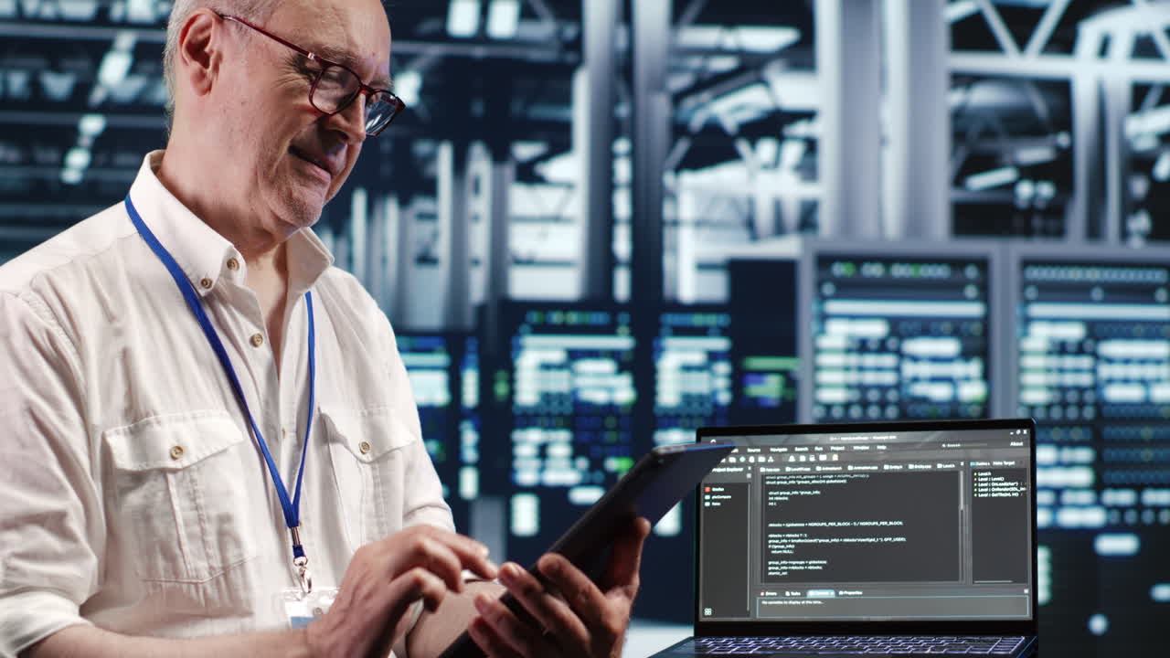Engineer running code in data center