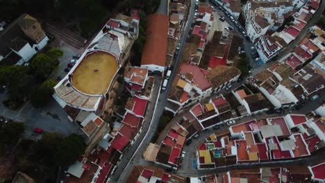 narrow streets and beautiful architecture of mijas city, aerial view