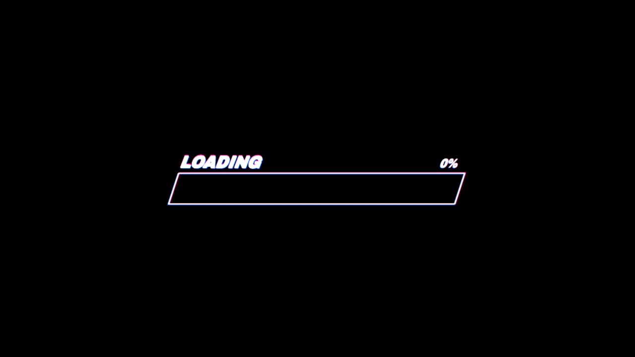Animation colorful loading bar on black background.