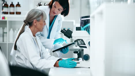 scientists working in a lab with a microscope