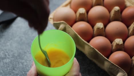stirring eggs until the egg white and the egg yolk become one!