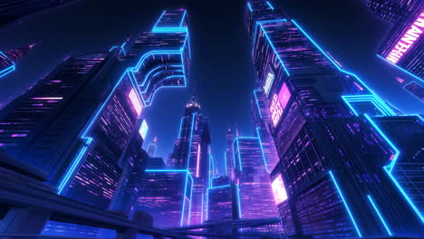 futuristic cityscape at night with neon lights