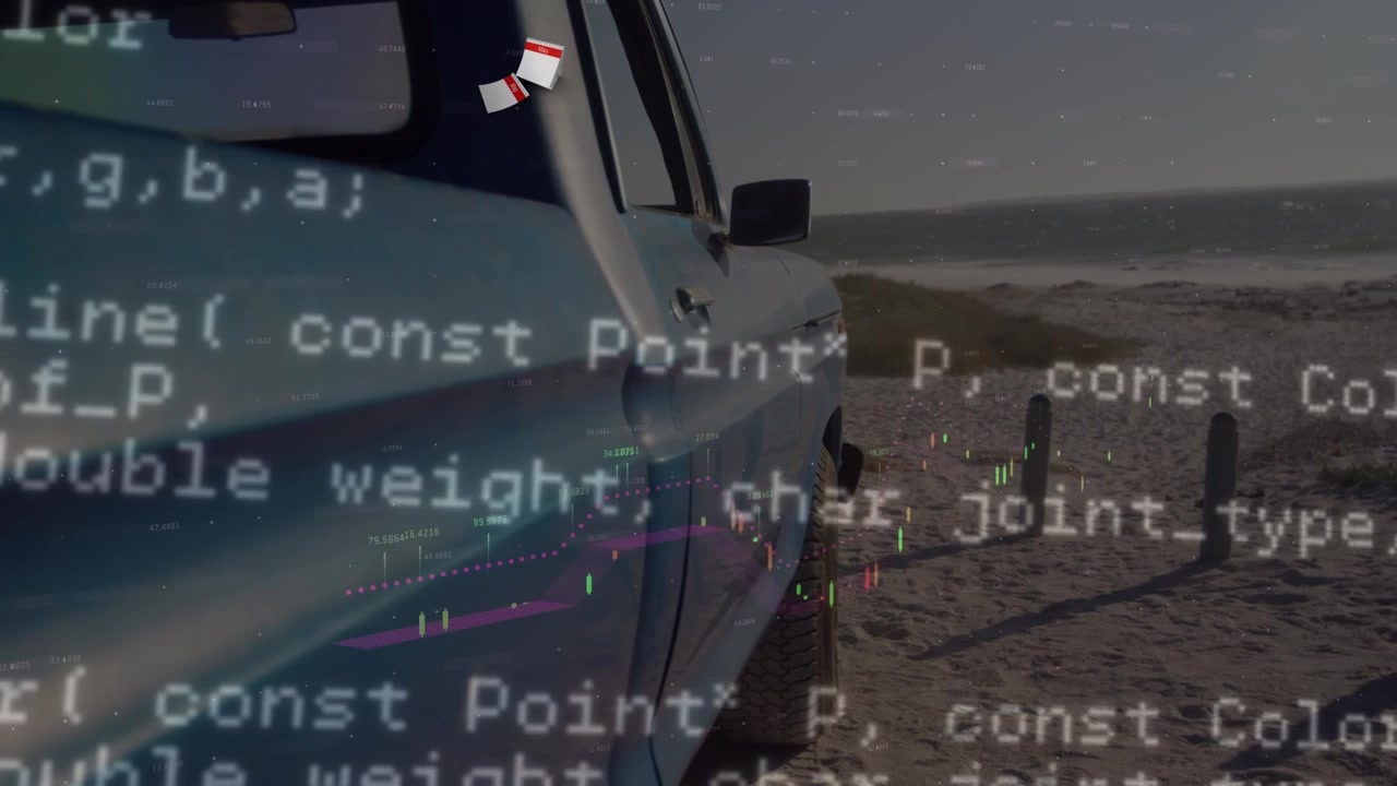 Animation of data processing over car